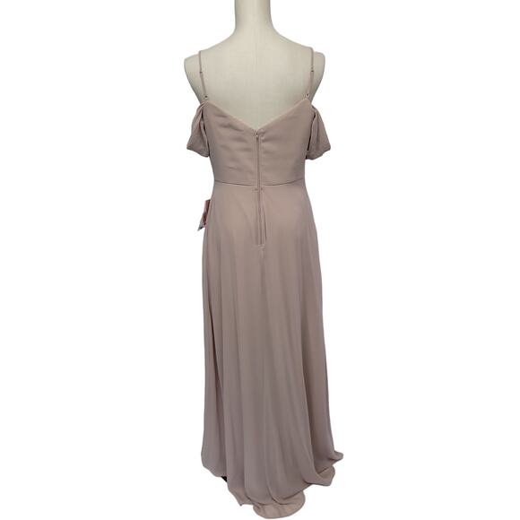 NWT Birdy Grey Devin Formal Bridesmaid Dress in Chiffon in Taupe Womens Large - Picture 3 of 15